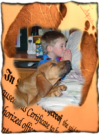 Child and dog say their prayers together